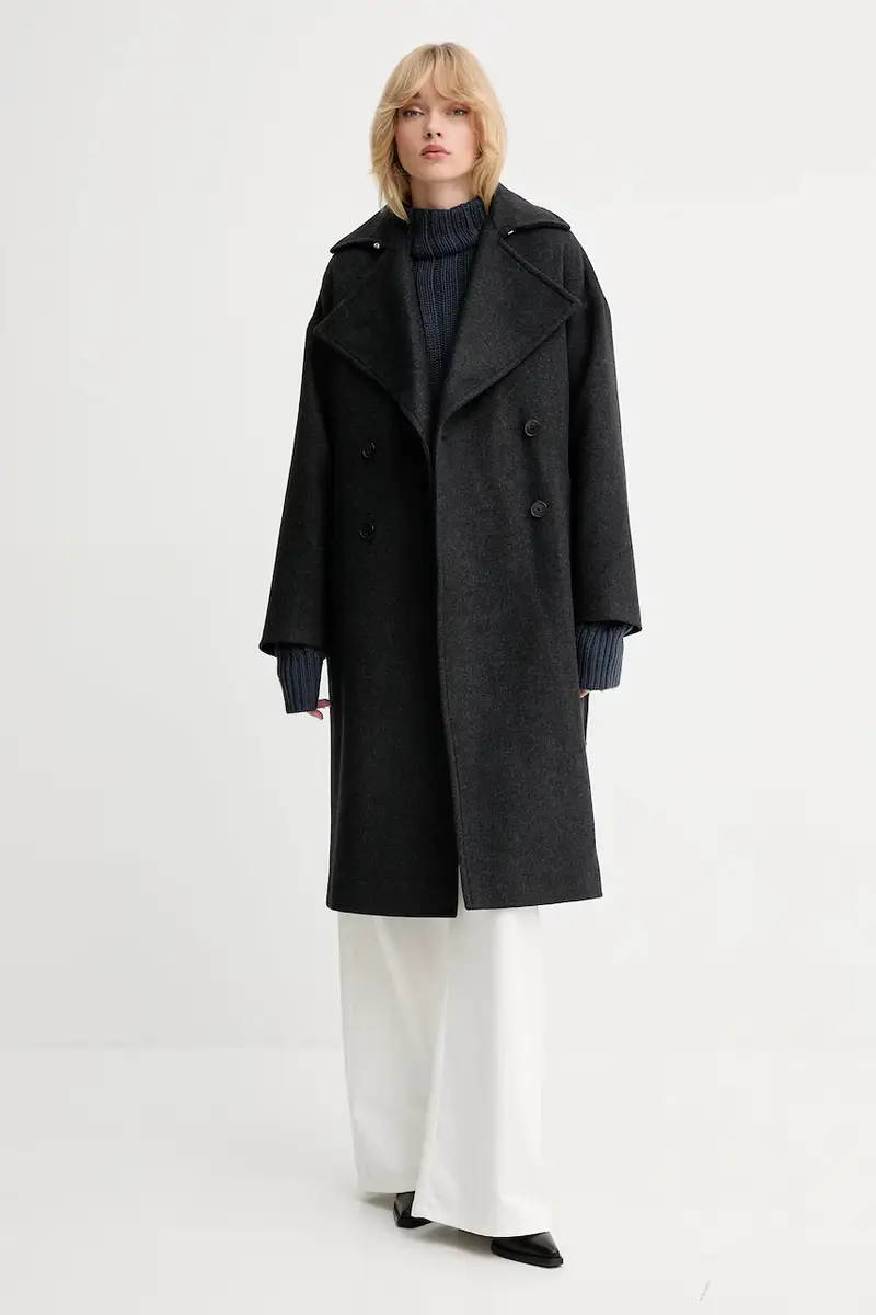 cappotto in lana colore grigio WP137MEALIA miniatura 3