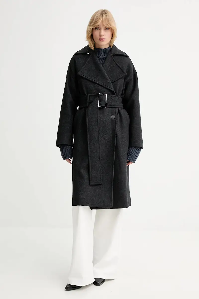 cappotto in lana colore grigio WP137MEALIA