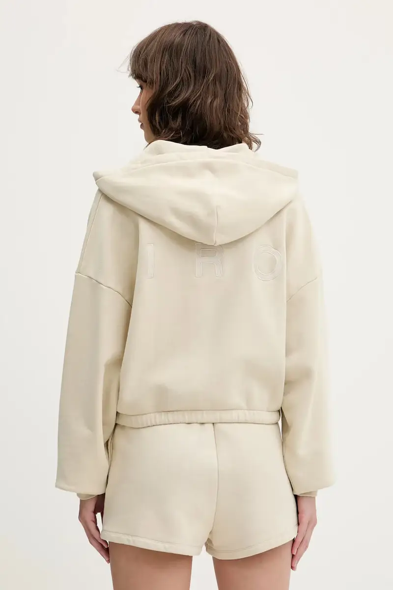 felpa in cotone colore beige con cappuccio WF14ORITTA miniatura 3