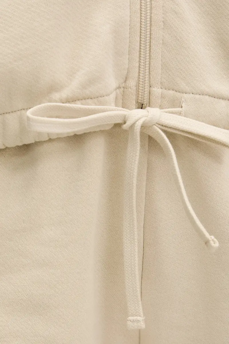 felpa in cotone colore beige con cappuccio WF14ORITTA miniatura 5