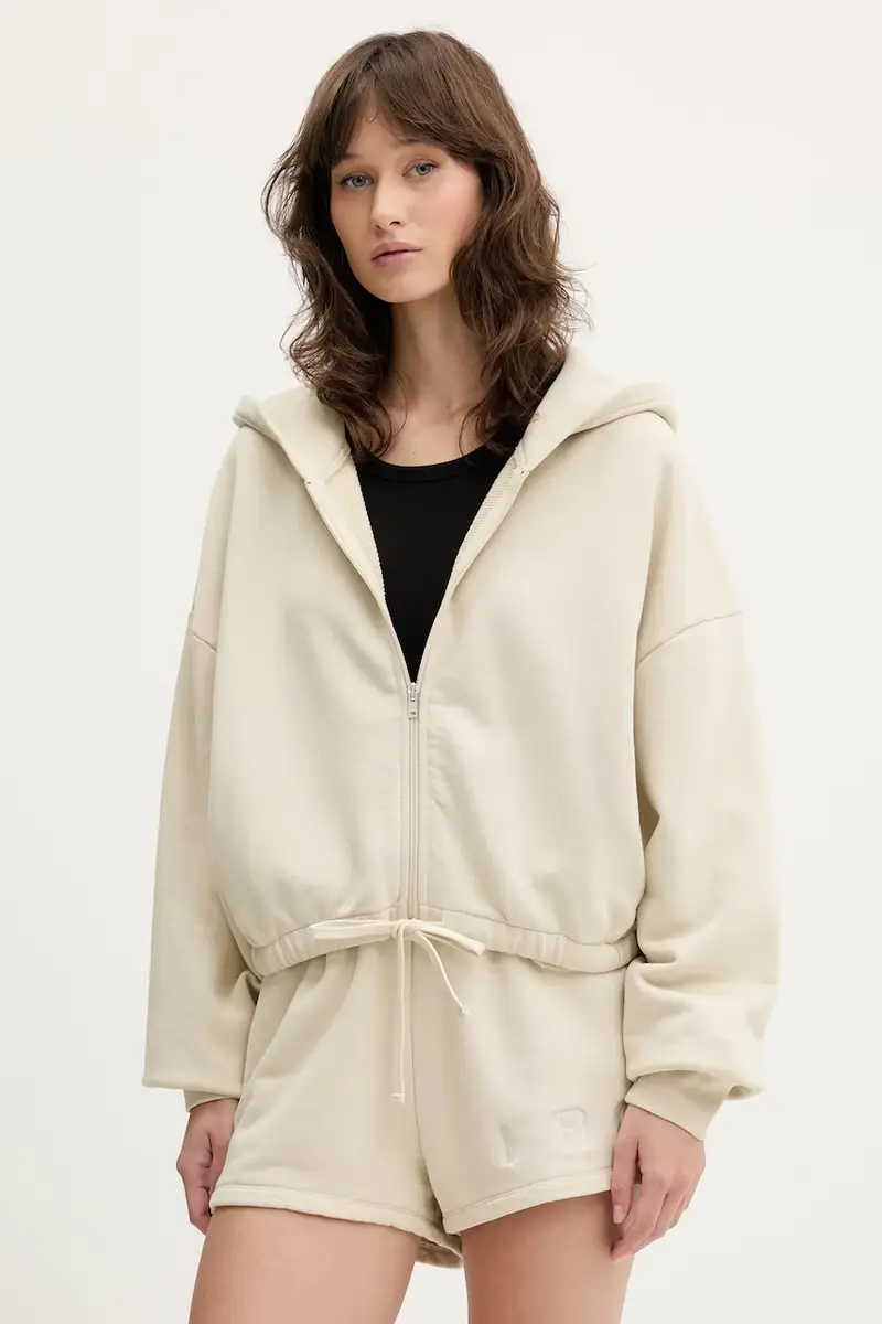 felpa in cotone colore beige con cappuccio WF14ORITTA