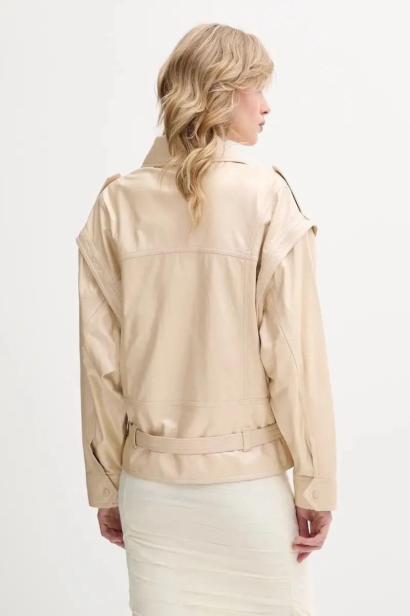 giacca in pelle colore beige WM137BOCAR miniatura 3