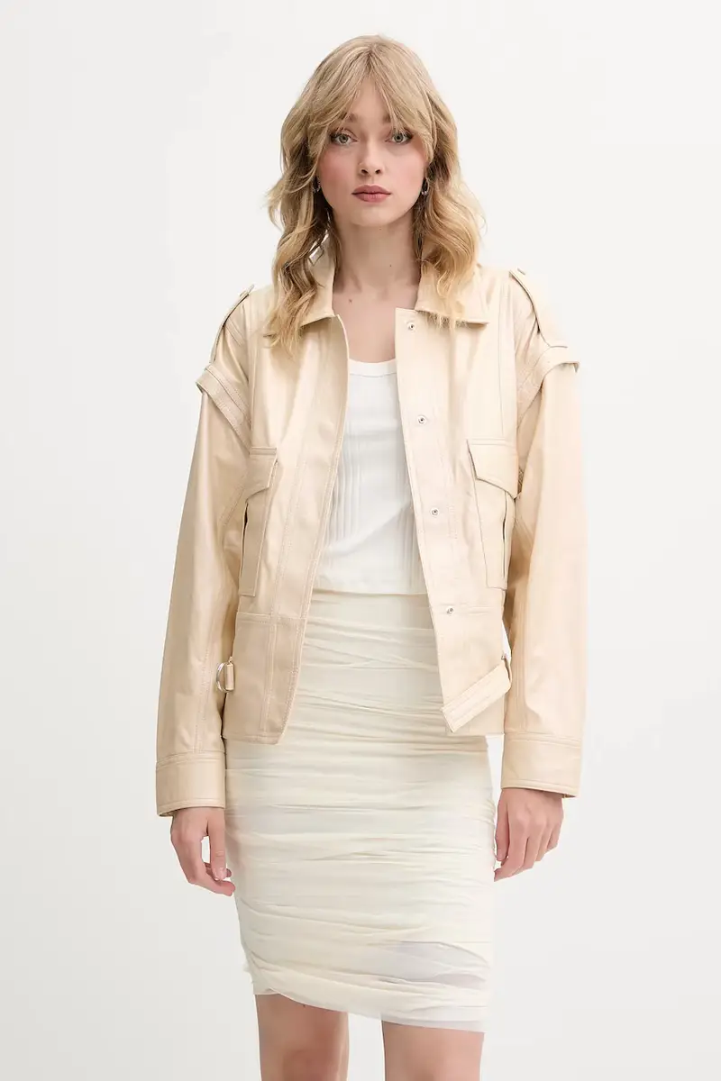 giacca in pelle colore beige WM137BOCAR