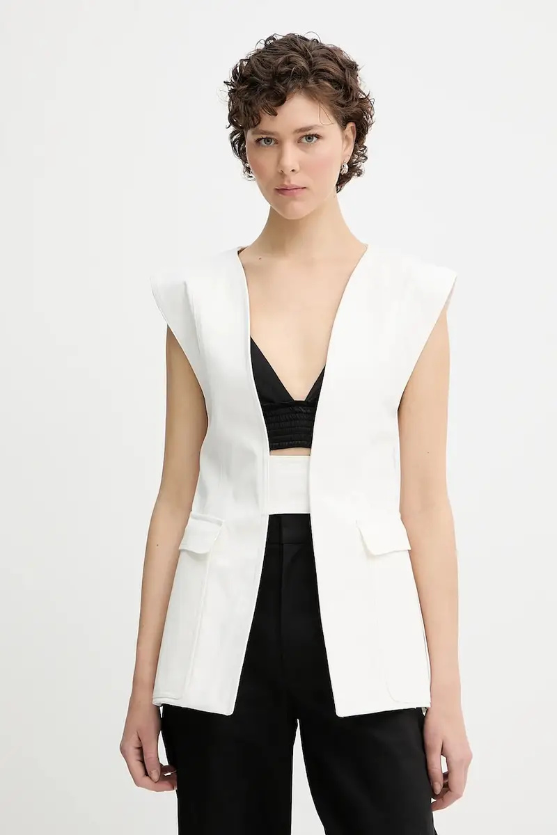 gilè in cotone colore bianco WM07BESSY