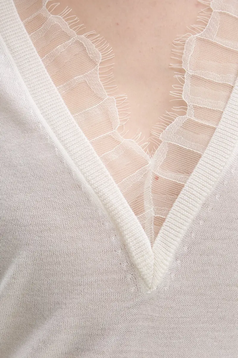 maglione in lana colore nero Beige miniatura 5