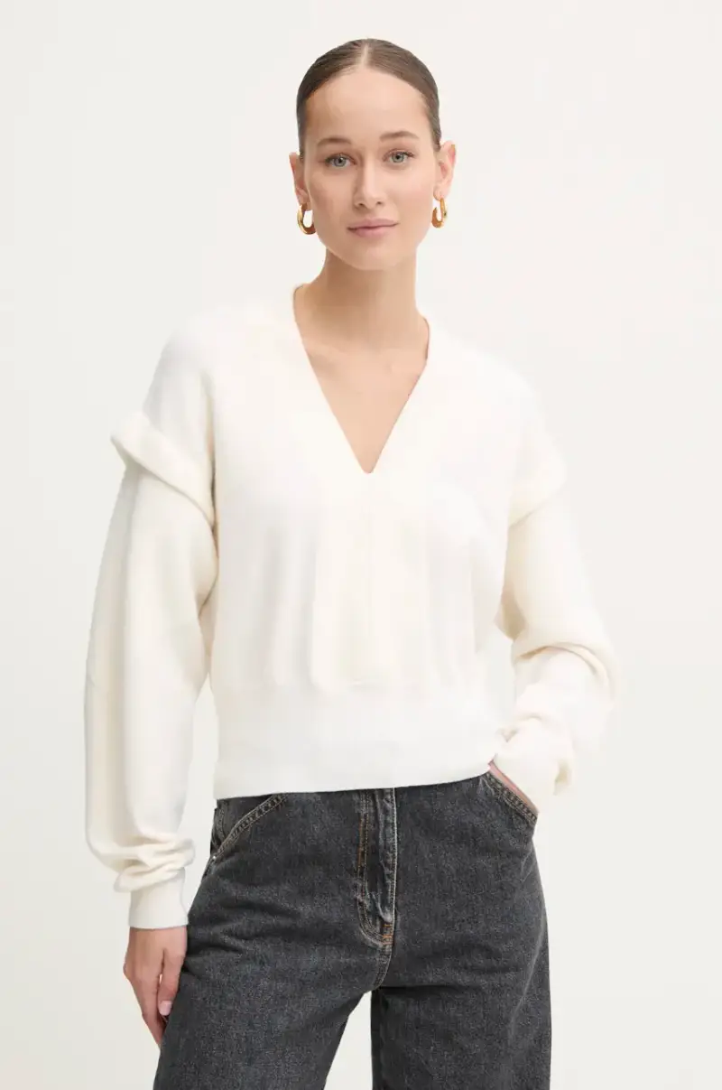 maglione in lana donna colore beige WM12AZURA