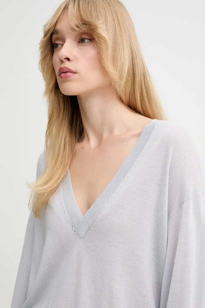 maglione in lana donna colore grigio WP12HARU miniatura 4