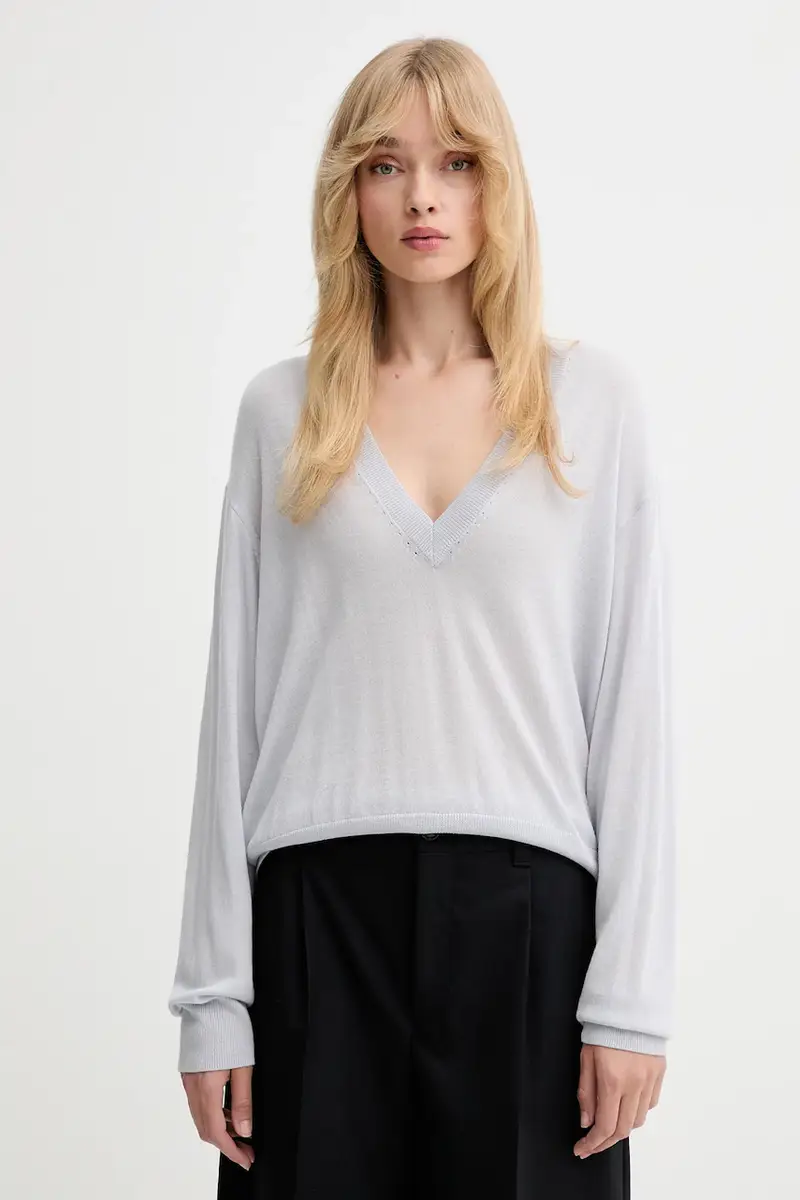 maglione in lana donna colore grigio WP12HARU