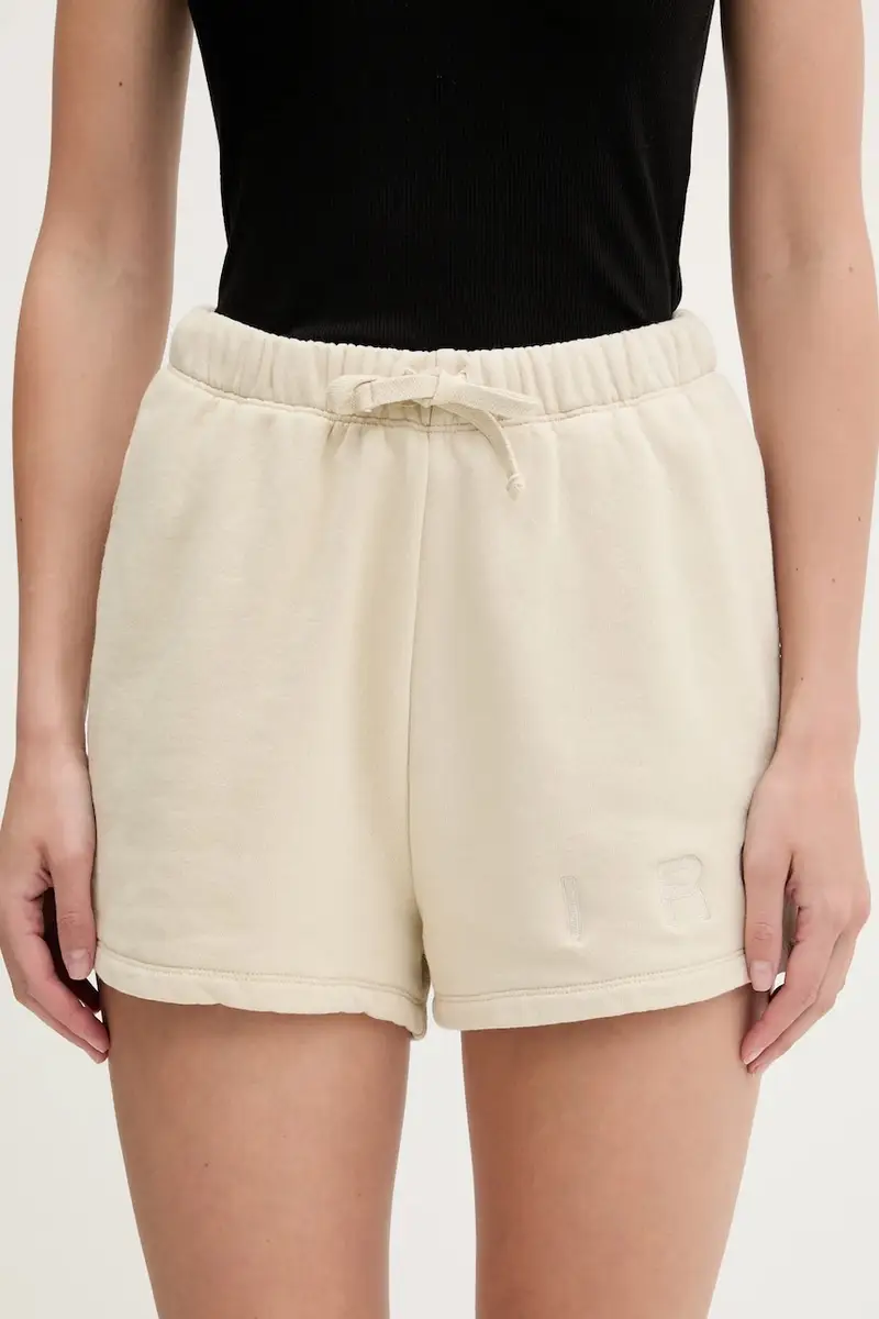 pantaloncini in cotone colore beige con applicazione WF30OCRESIA