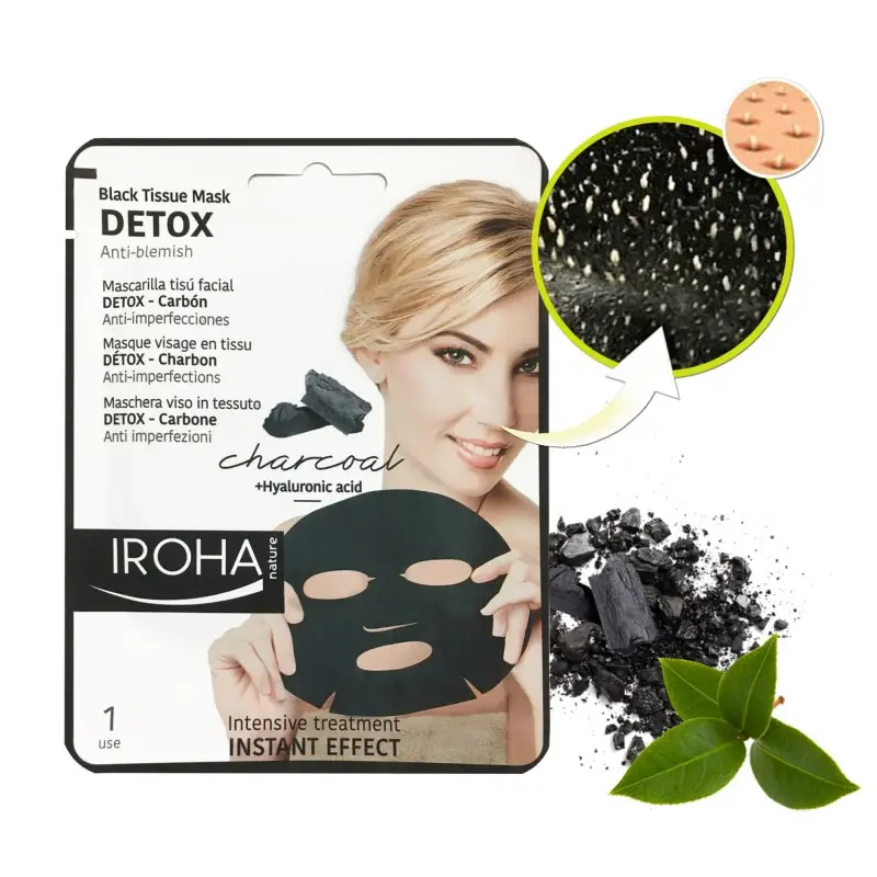 Iroha Nature - 1 maschera intensiva detox con tecnologia in tessuto nero