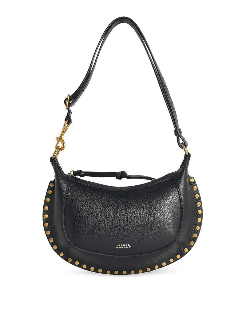 Borsa Oskan Moon in pelle pieno fiore nera Nero