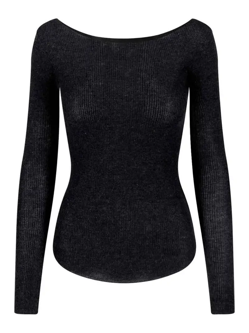 Maglia In Misto Cashmere E Seta Nero