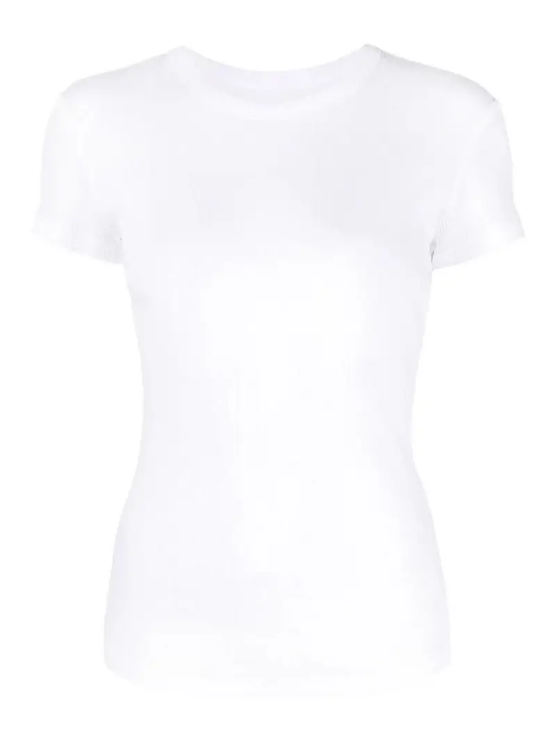 Maglietta in cotone a costine Bianco