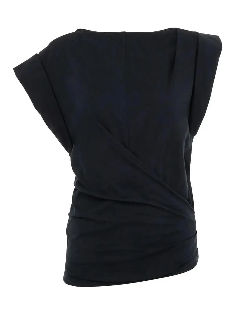 Maglietta in cotone drappeggiato maisan Nero