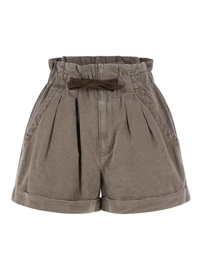 Shorts Nirma in cotone e lino marrone