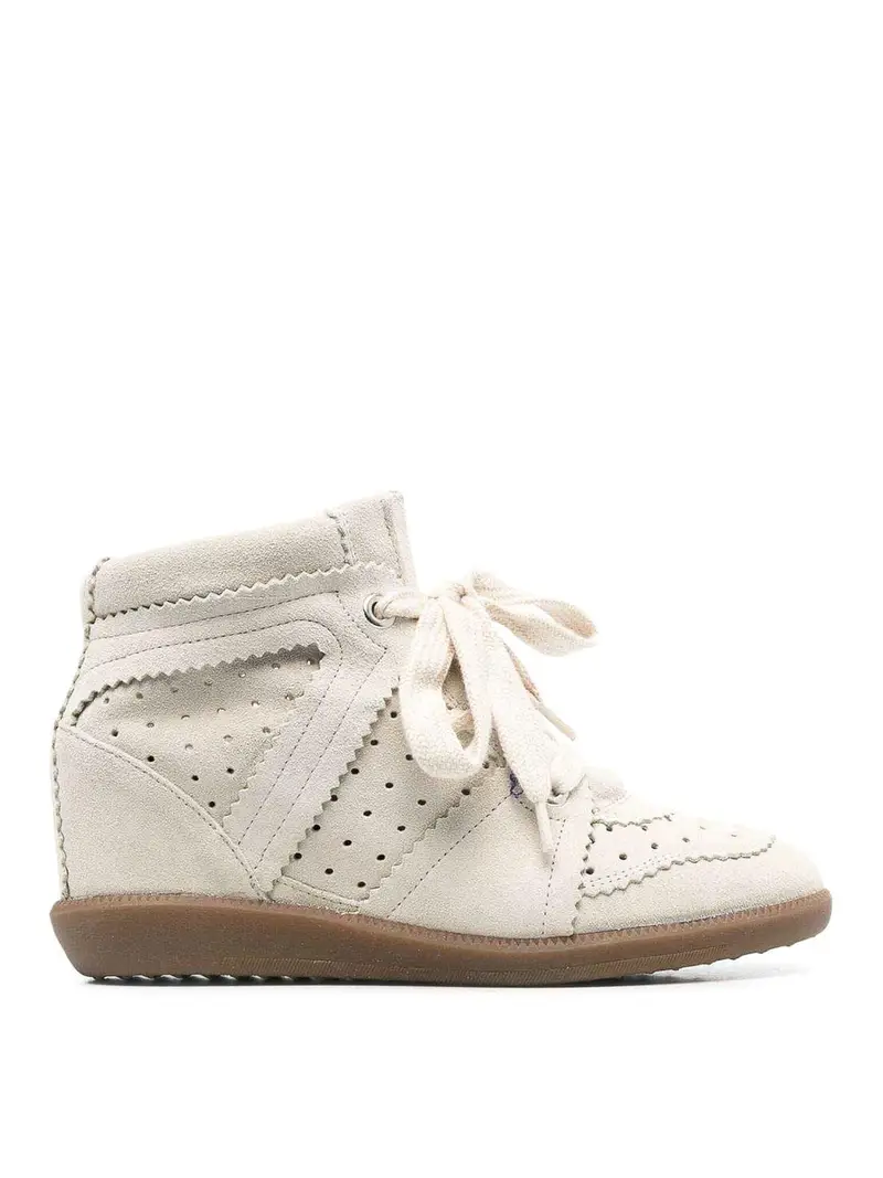Sneaker stringate in pelle scamosciata Bianco
