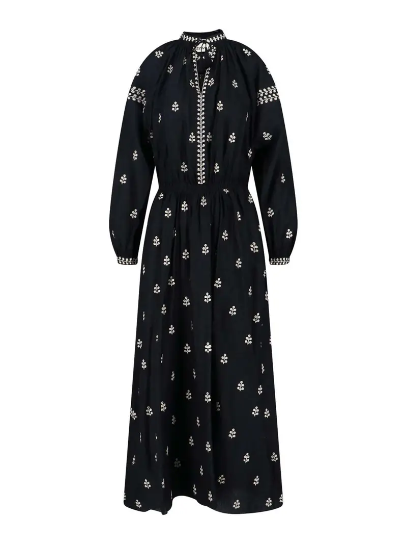 vestito Maxi In Seta Nero