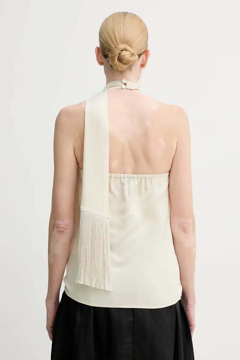 camicetta donna colore beige IS25SS-C121-T011 miniatura 3