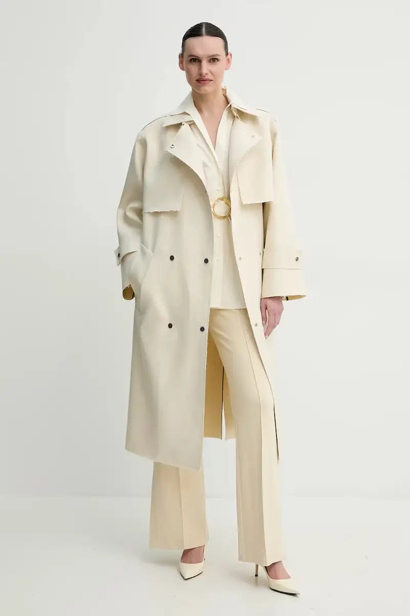 camicia in cotone donna colore beige IS25SS-C150-T012-MOD miniatura 2