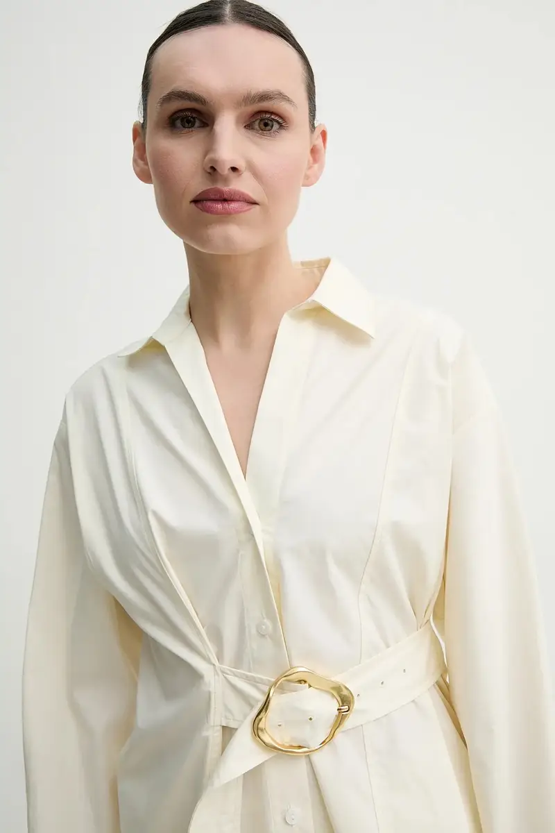 camicia in cotone donna colore beige IS25SS-C150-T012-MOD miniatura 5