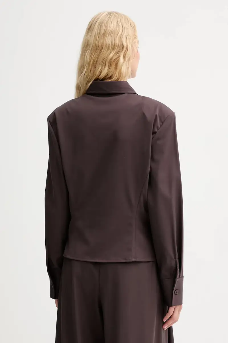 camicia in lana donna colore granata IS25FW-C037-T002 miniatura 3