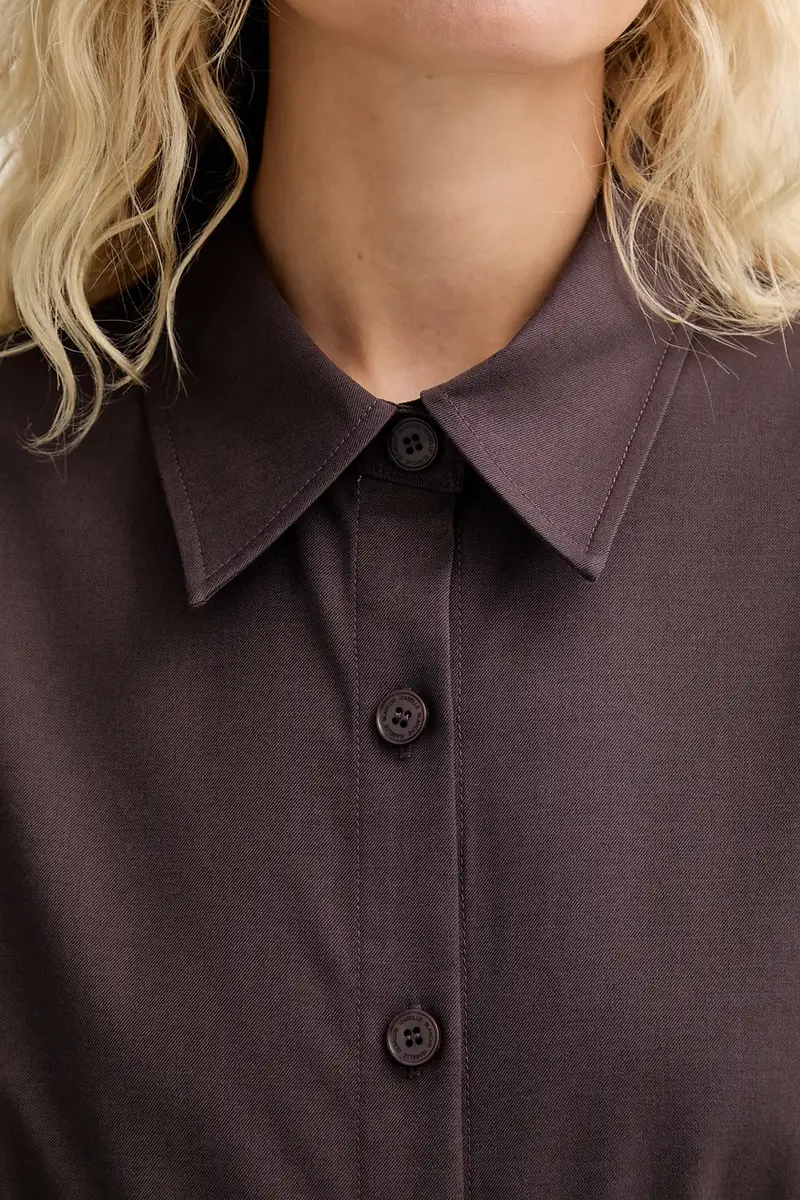 camicia in lana donna colore granata IS25FW-C037-T002 miniatura 5