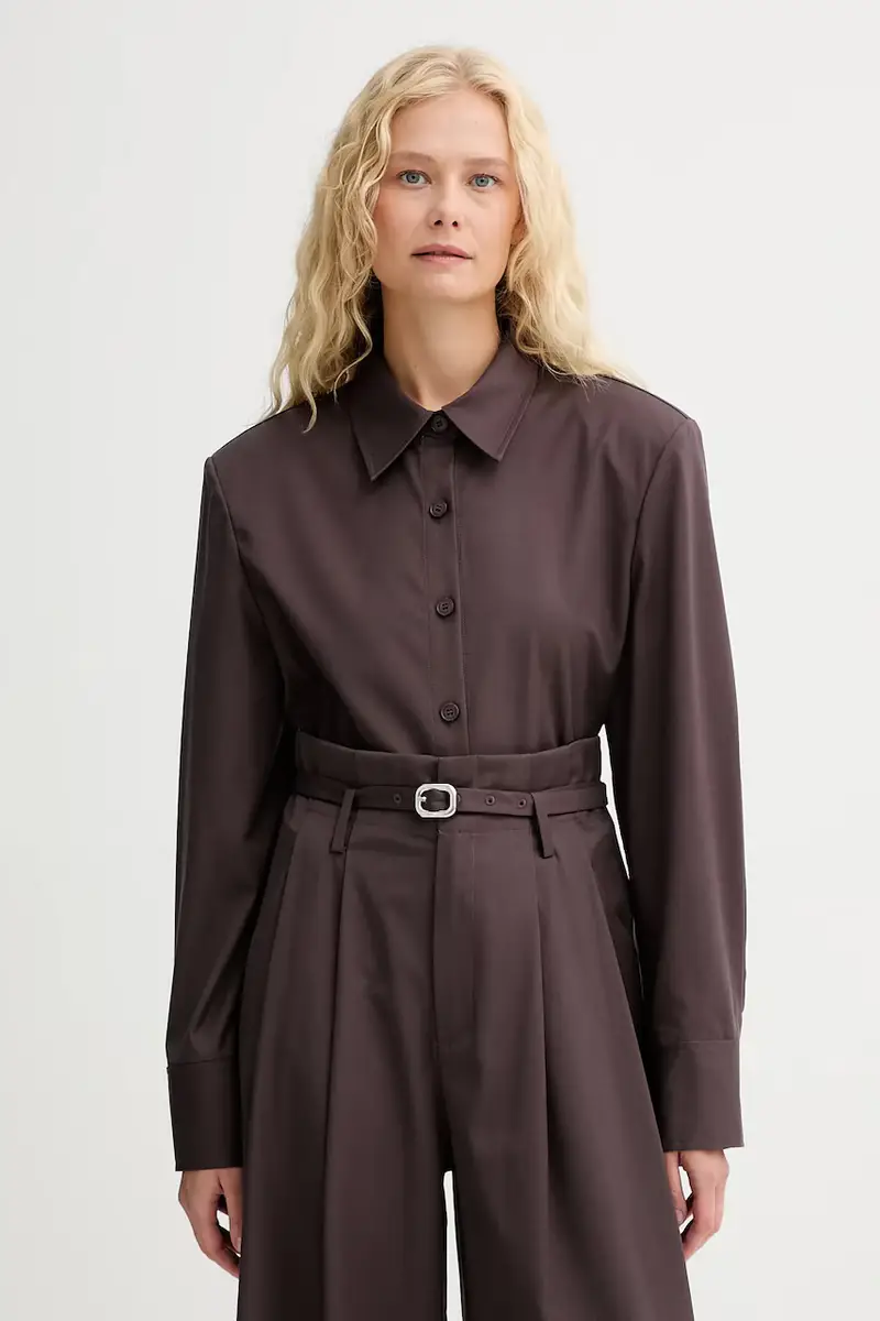 camicia in lana donna colore granata IS25FW-C037-T002