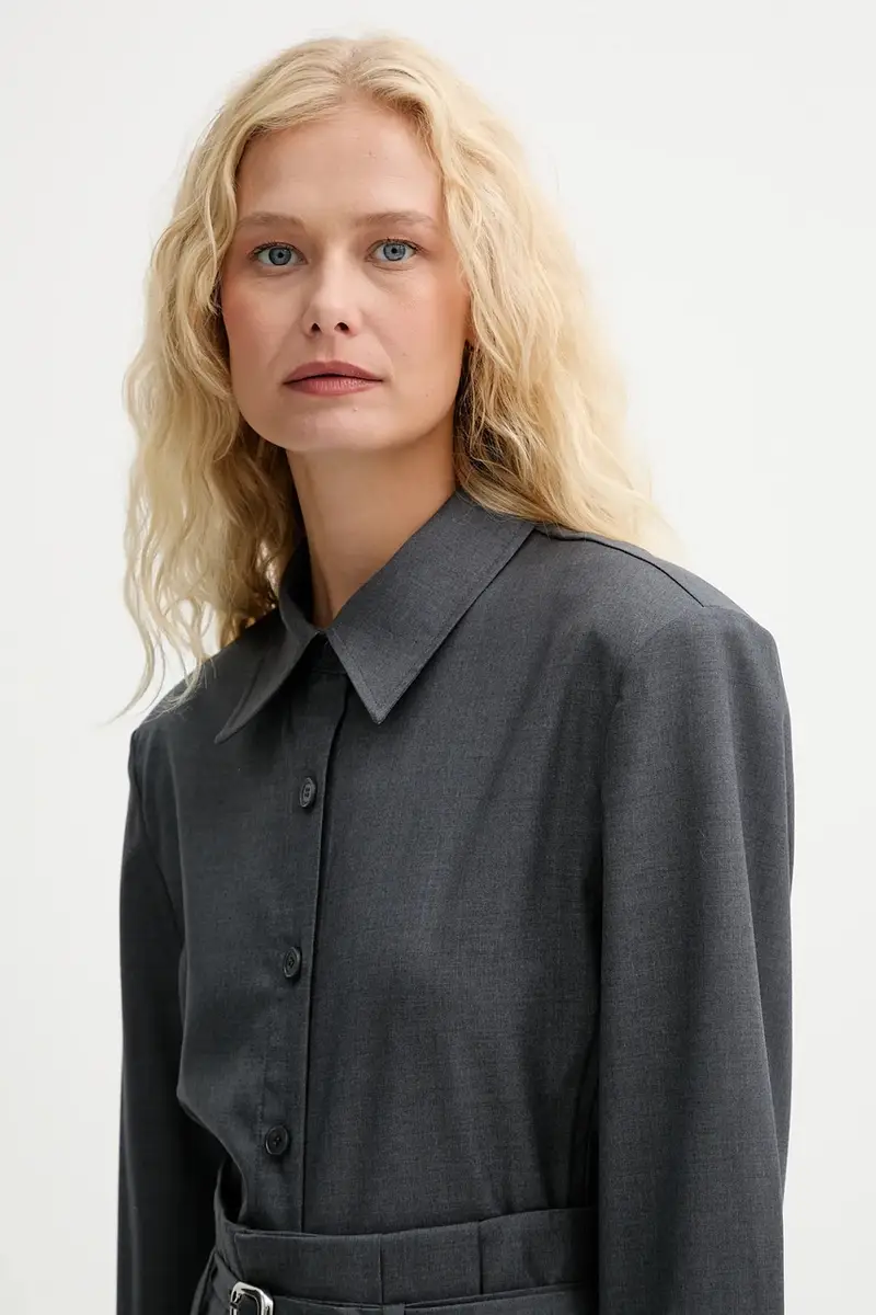 camicia in lana donna colore grigio IS25FW-C037-T002 miniatura 4