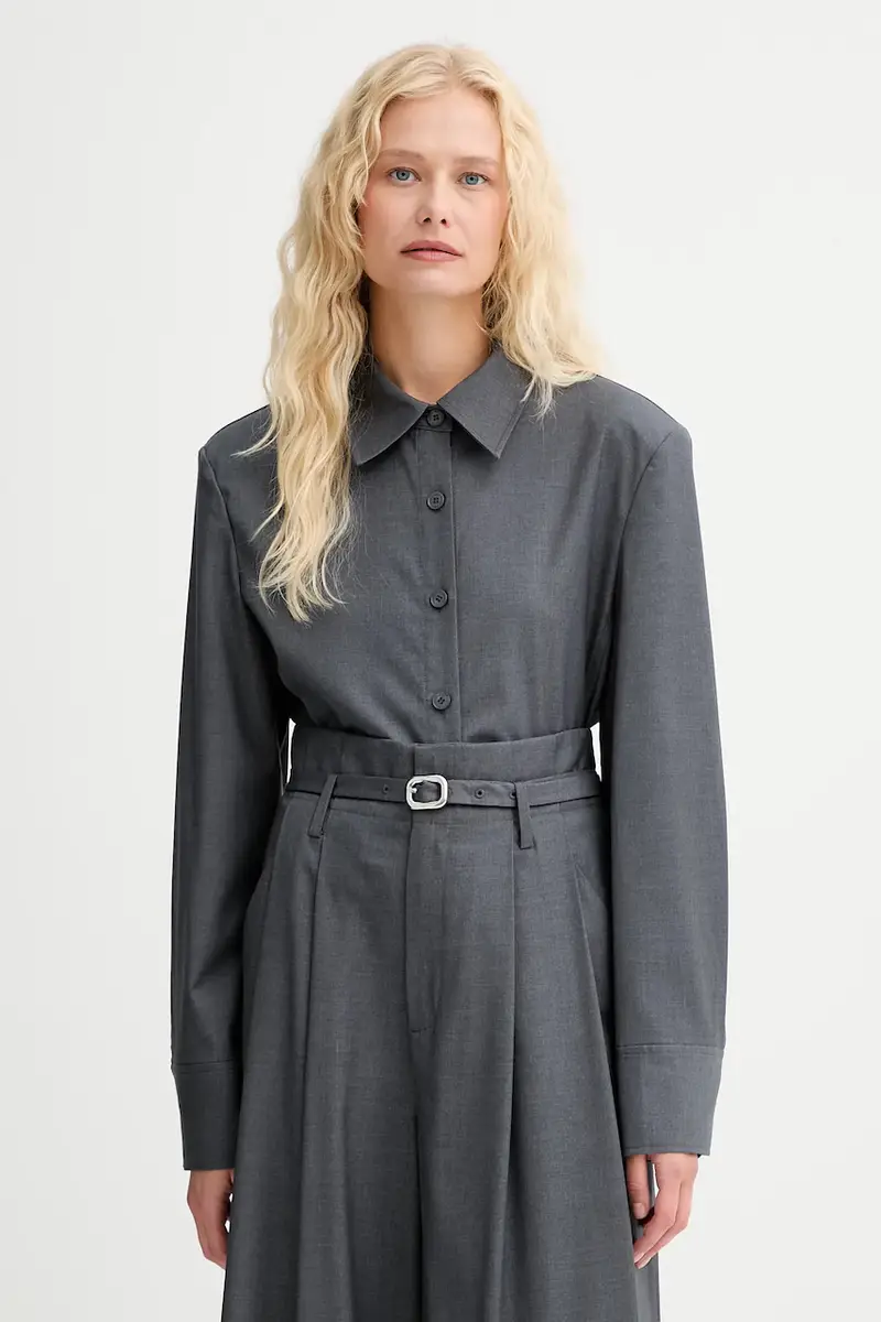 camicia in lana donna colore grigio IS25FW-C037-T002