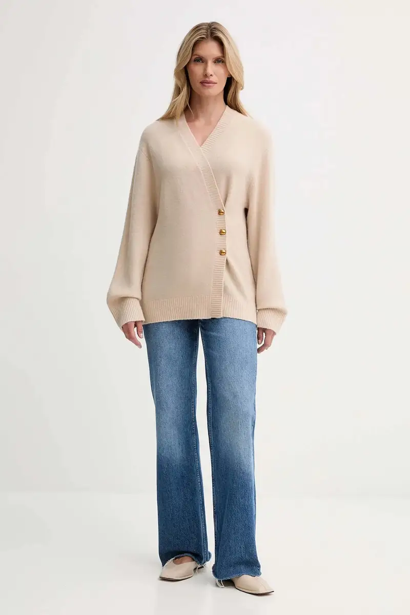 cardigan con lana colore beige IS25FW-M152-F007 miniatura 2