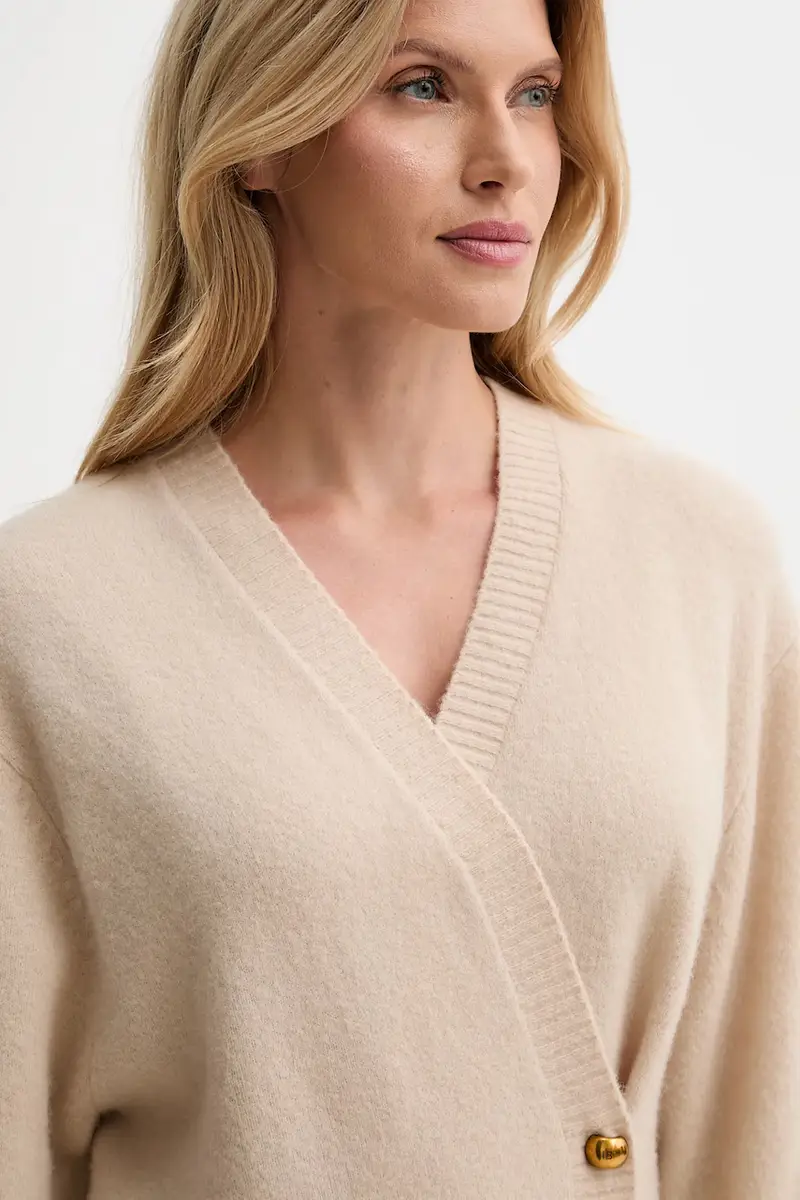 cardigan con lana colore beige IS25FW-M152-F007 miniatura 4