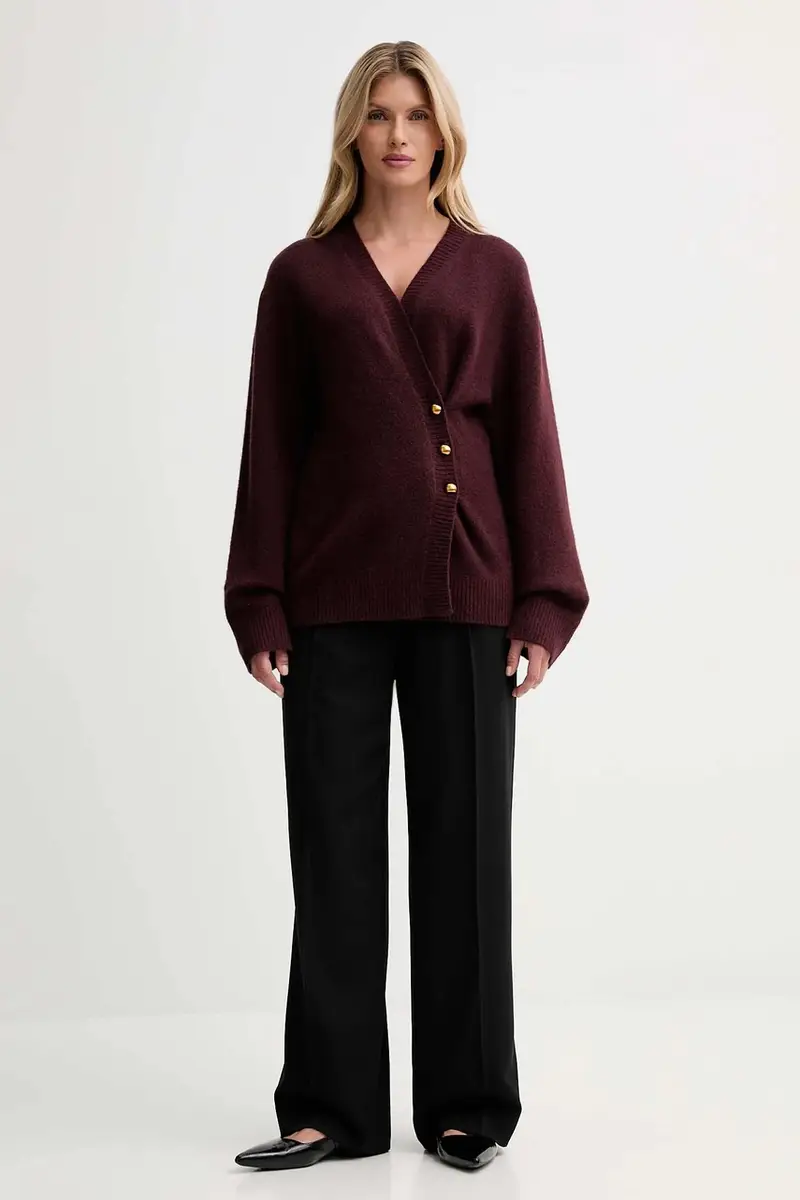 cardigan con lana colore granata IS25FW-M152-F007 miniatura 2