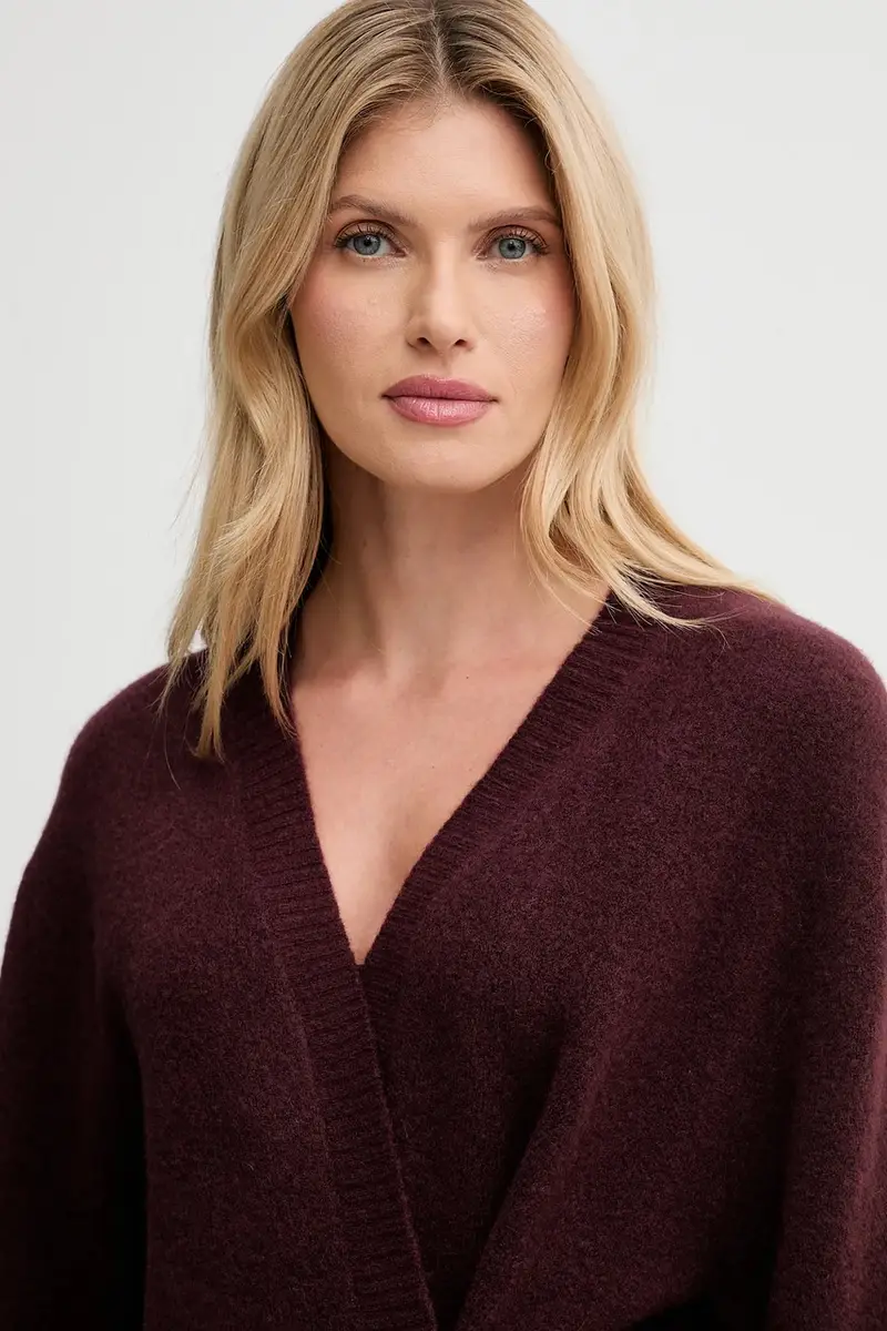 cardigan con lana colore granata IS25FW-M152-F007 miniatura 4