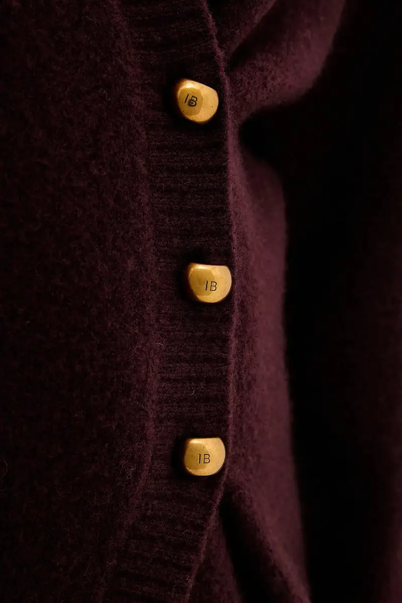 cardigan con lana colore granata IS25FW-M152-F007 miniatura 5