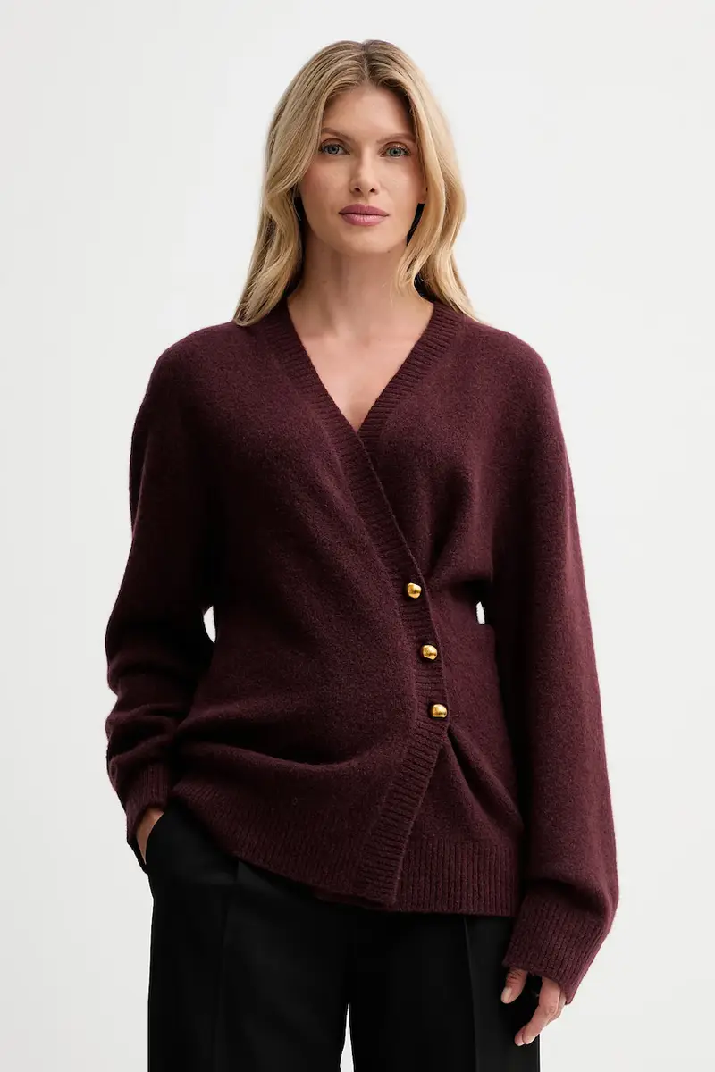 cardigan con lana colore granata IS25FW-M152-F007