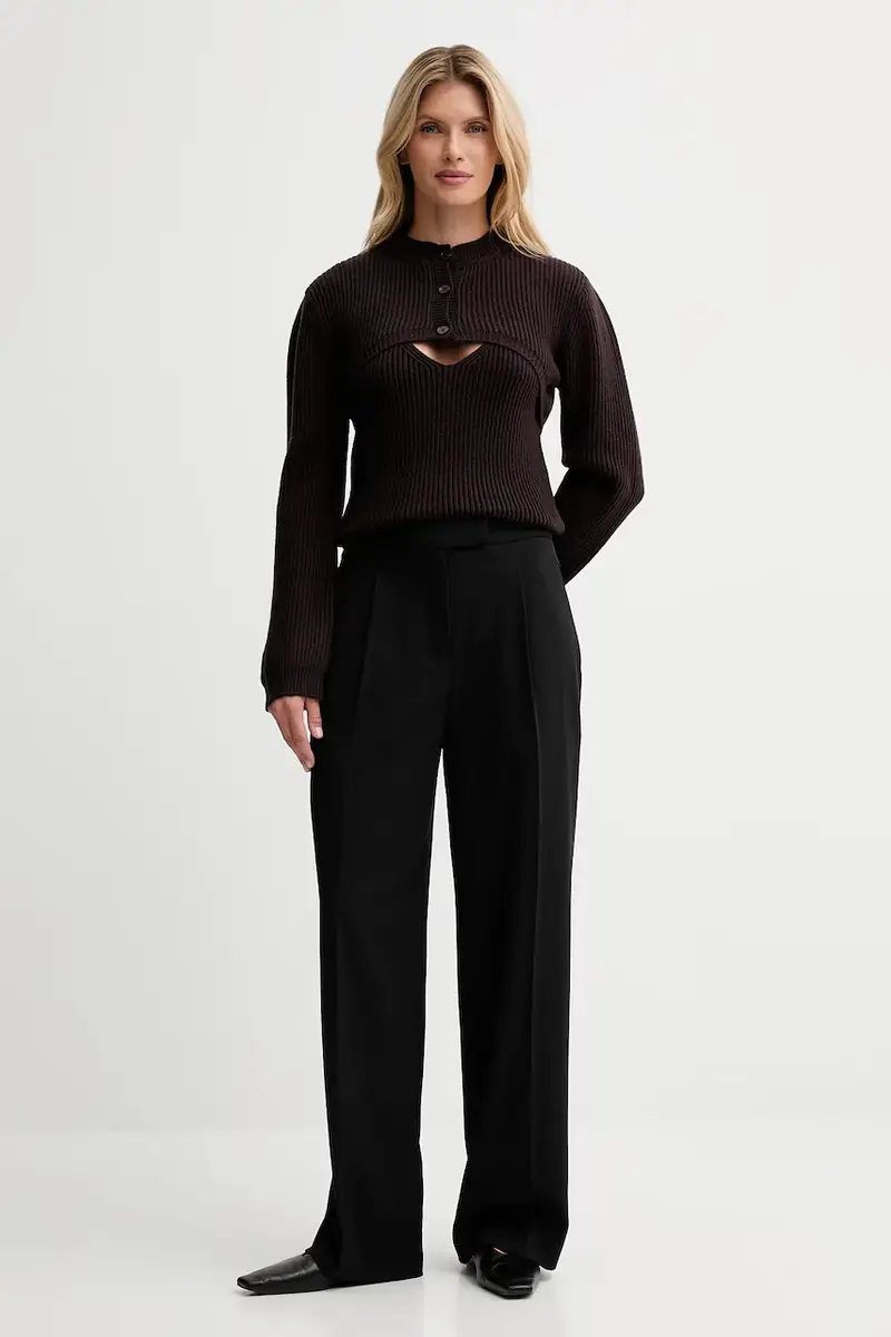 cardigan con lana colore marrone IS25FW-M123-F005-MOD miniatura 2