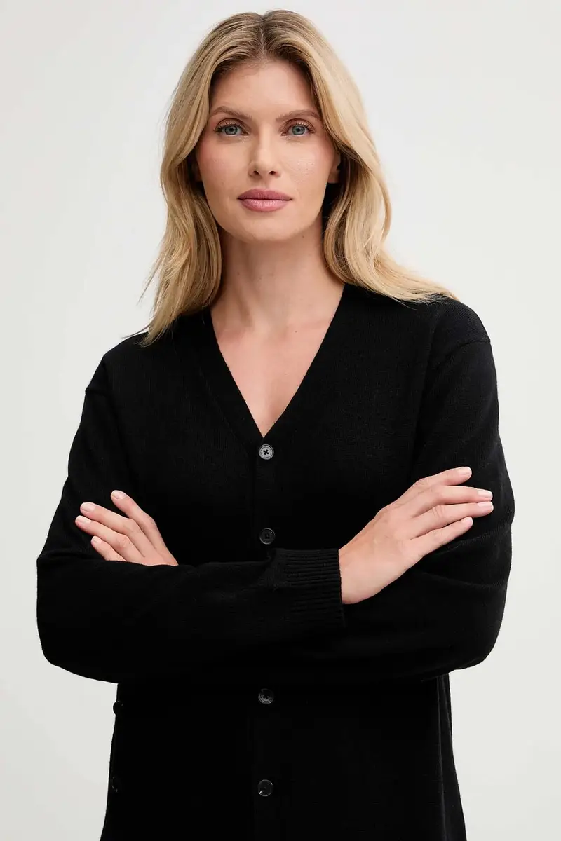 cardigan con lana colore nero IS25FW-M184-F008 miniatura 5