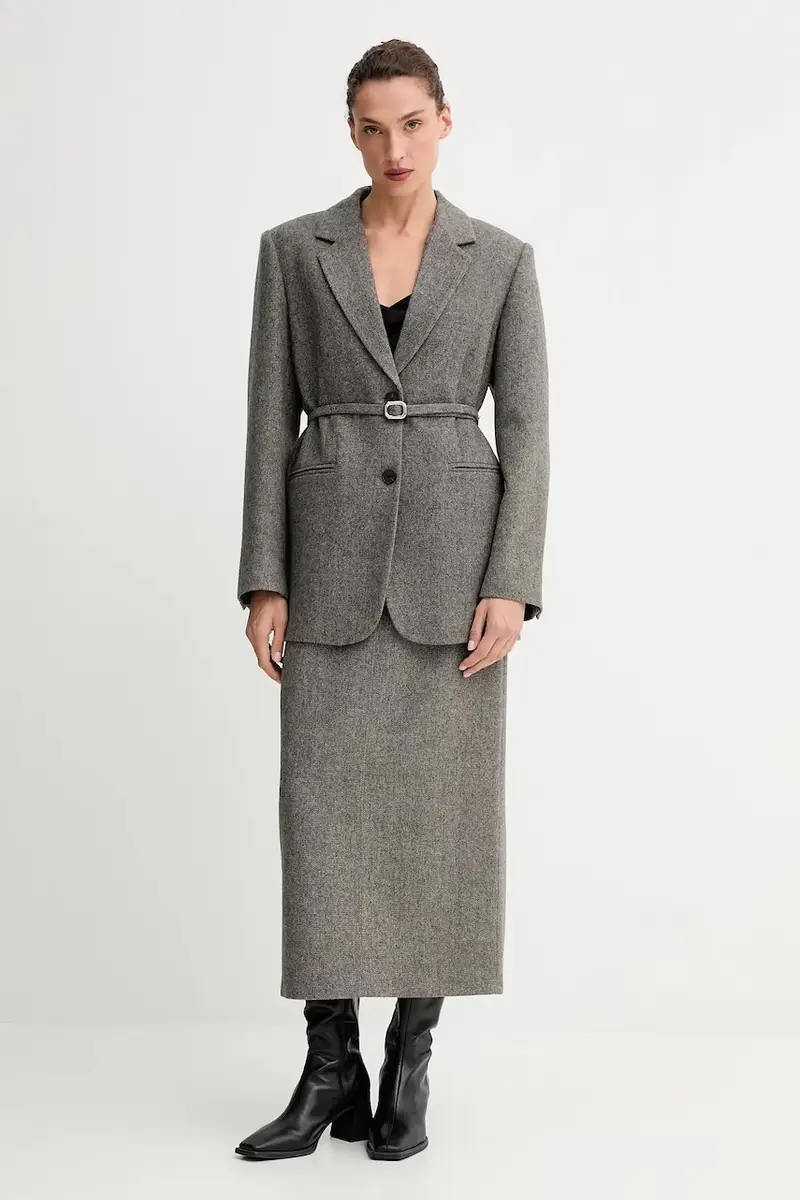 gonna con lana colore grigio IS25FW-G081-T012 miniatura 2