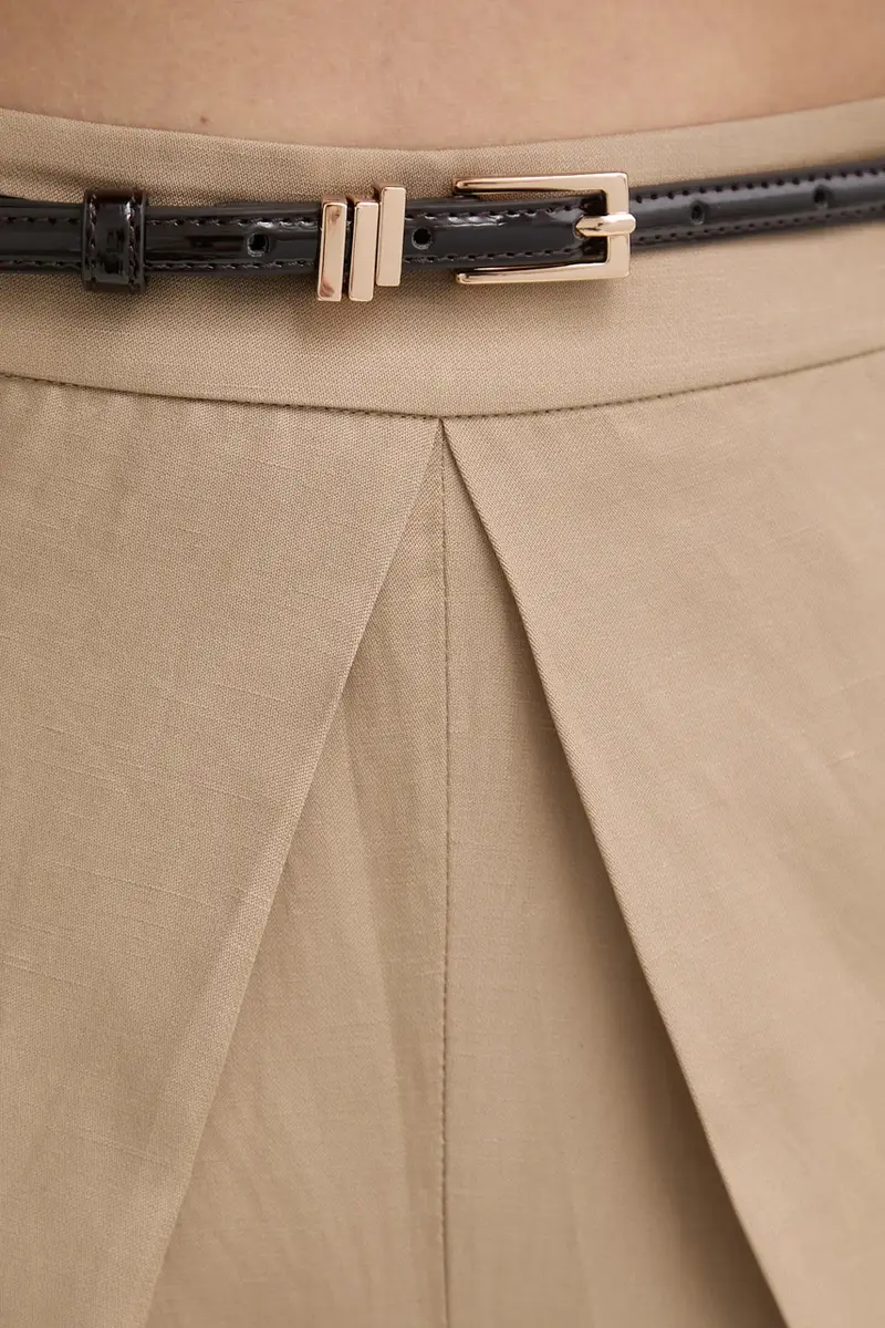 pantaloni in lino misto donna colore beige IS25SS-P059-T004 miniatura 4