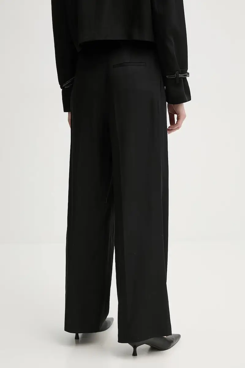 pantaloni in lino misto donna colore nero IS25SS-P059-T004 miniatura 3