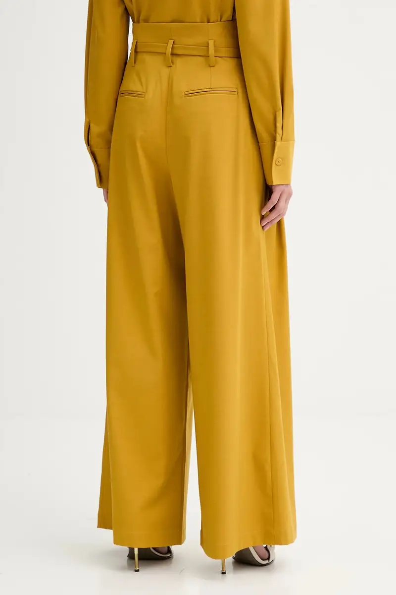 pantaloni in misto lana donna colore giallo IS25FW-P036-T002 miniatura 3