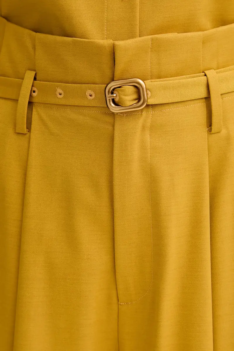 pantaloni in misto lana donna colore giallo IS25FW-P036-T002 miniatura 4