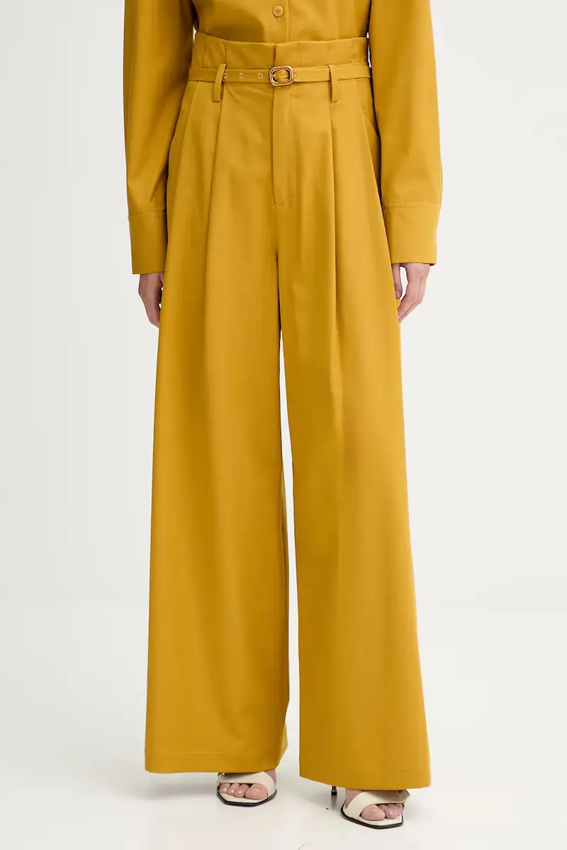 pantaloni in misto lana donna colore giallo IS25FW-P036-T002