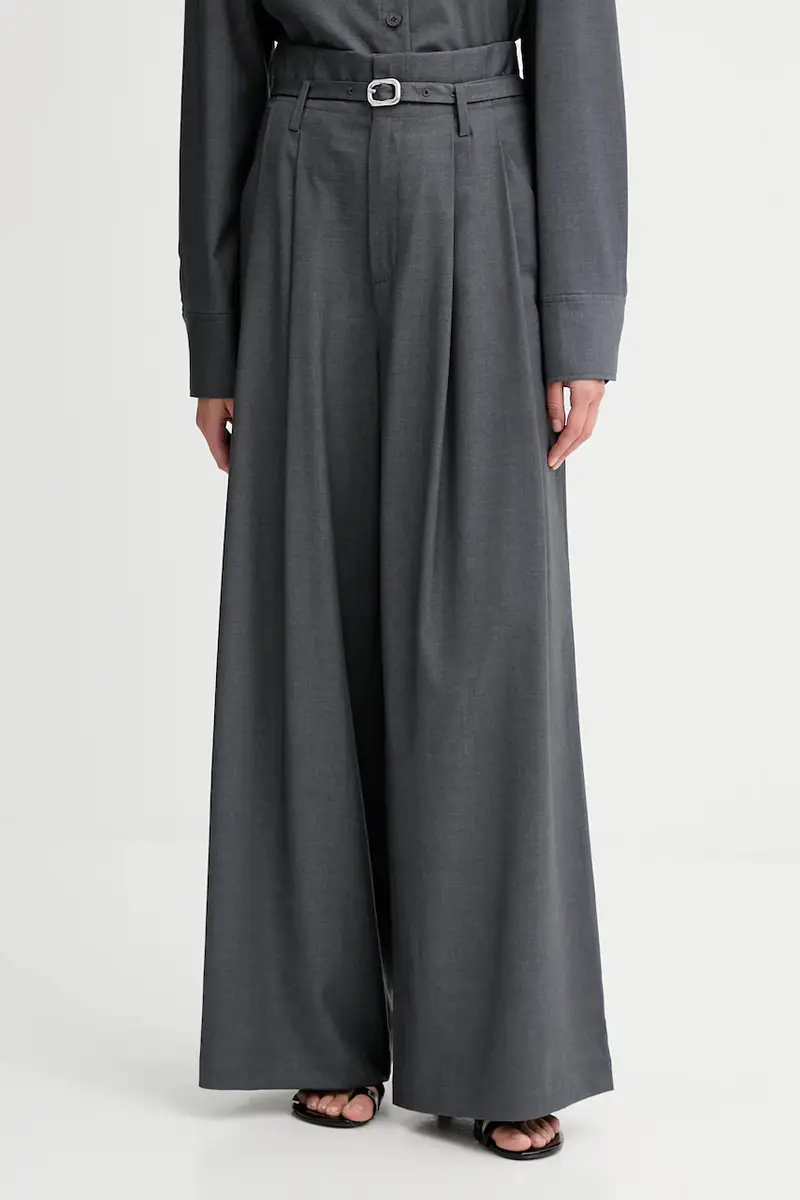 pantaloni in misto lana donna colore grigio IS25FW-P036-T002