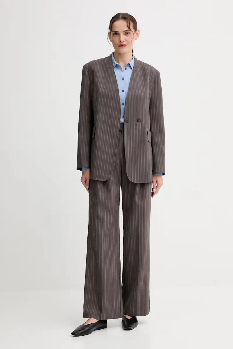 pantaloni in misto lana donna colore marrone IS25FW-P044-T003 miniatura 2