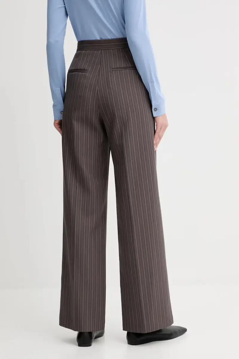 pantaloni in misto lana donna colore marrone IS25FW-P044-T003 miniatura 3