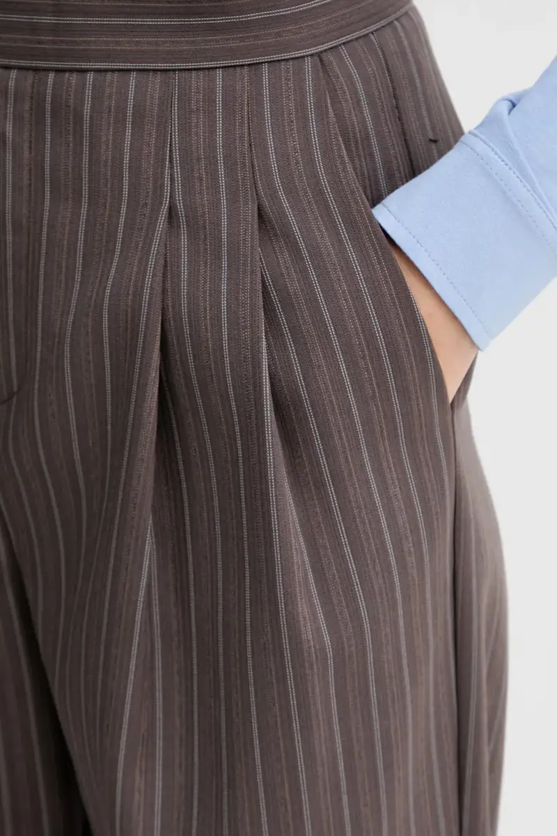 pantaloni in misto lana donna colore marrone IS25FW-P044-T003 miniatura 4