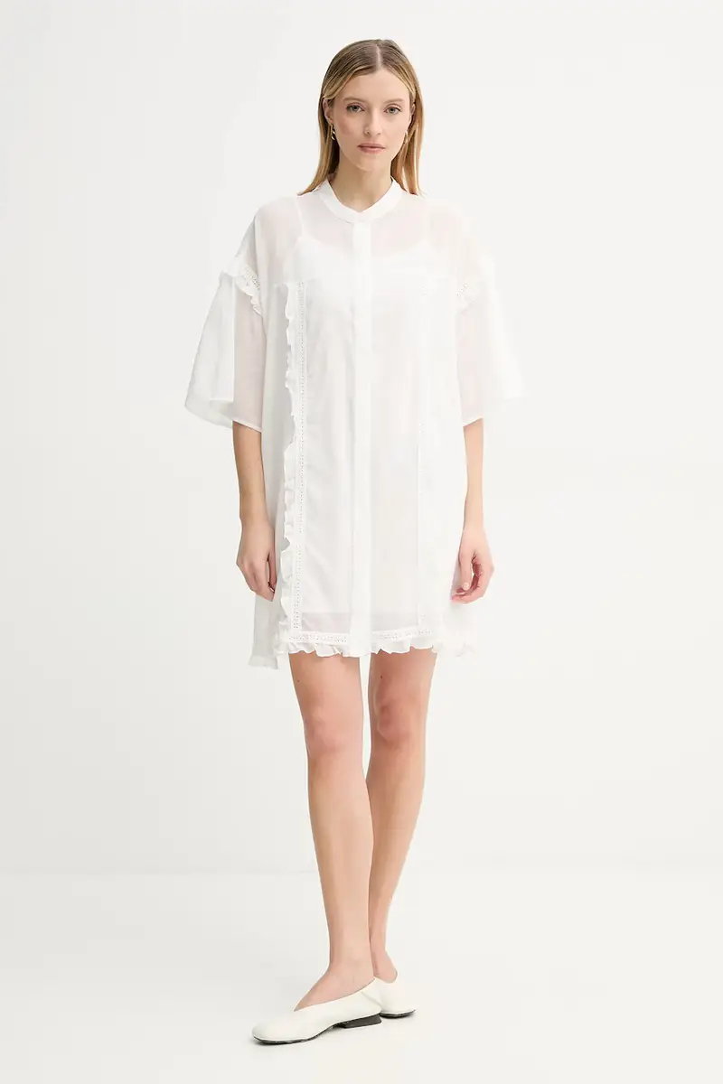 vestito con aggiunta di seta colore bianco IS25SS-A078-T018 miniatura 2