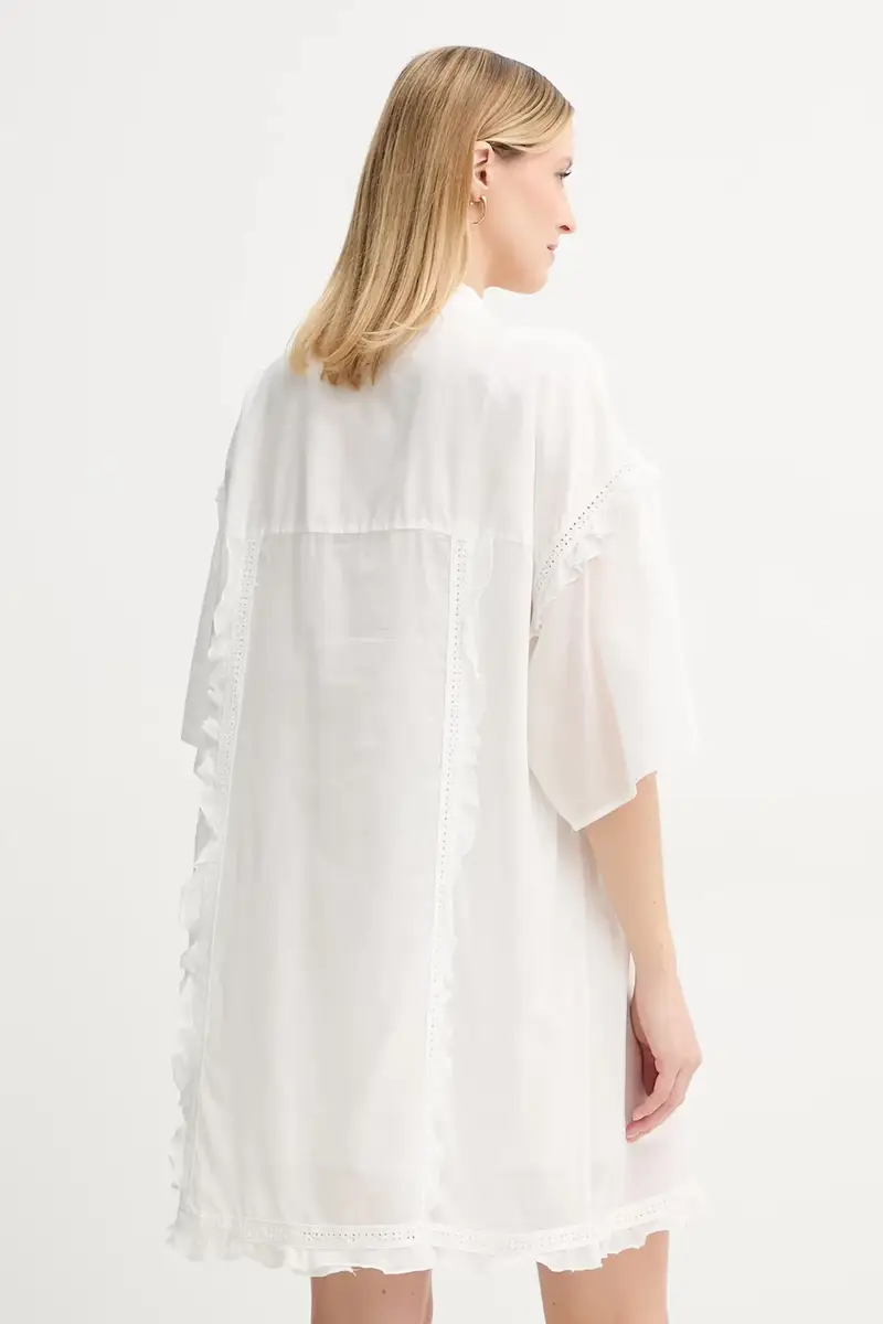 vestito con aggiunta di seta colore bianco IS25SS-A078-T018 miniatura 3