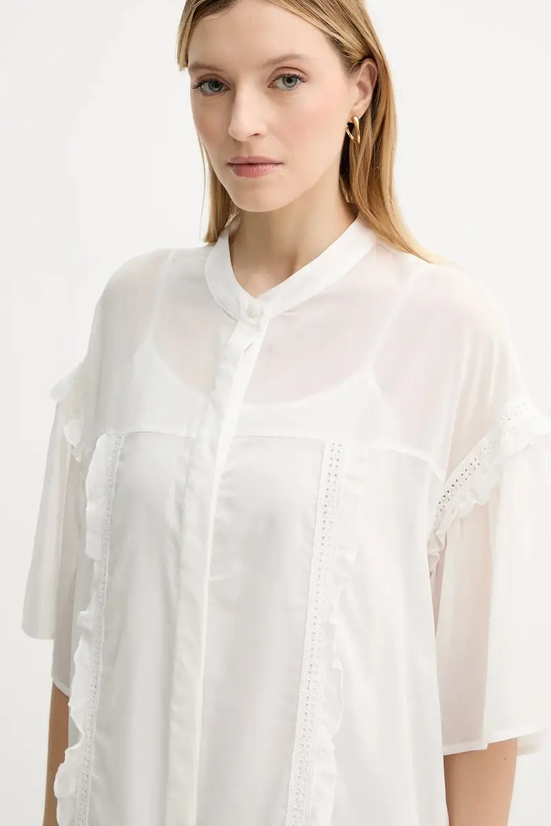 vestito con aggiunta di seta colore bianco IS25SS-A078-T018 miniatura 4